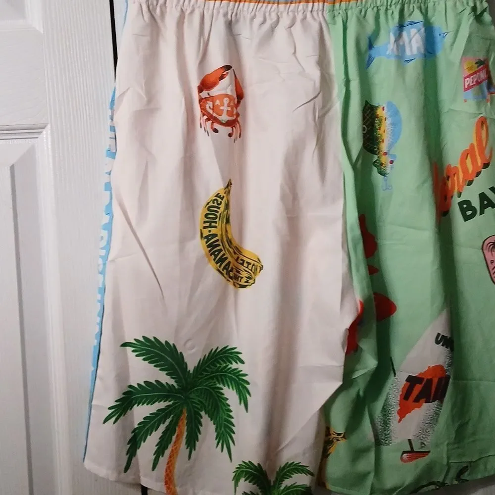 Paradise Inn Tropical Beachy Y2K lounge pajama set  shirt shorts  Sz 2XL  NWOT